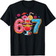 Funny 67 Six Seven Meme Summer Vacation Ice Cream Drip T-Shirt - T-Shirt | Black