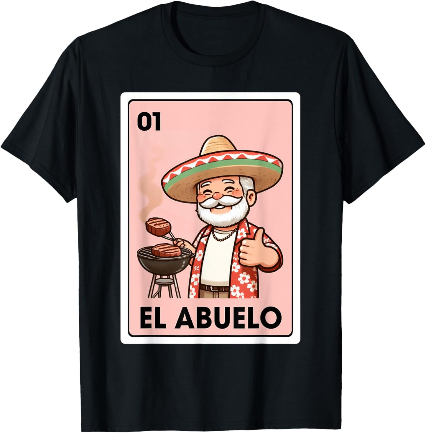 El Abuelo Grilling Grandpa Mexican Bingo Card T-Shirt - T-Shirt | Black