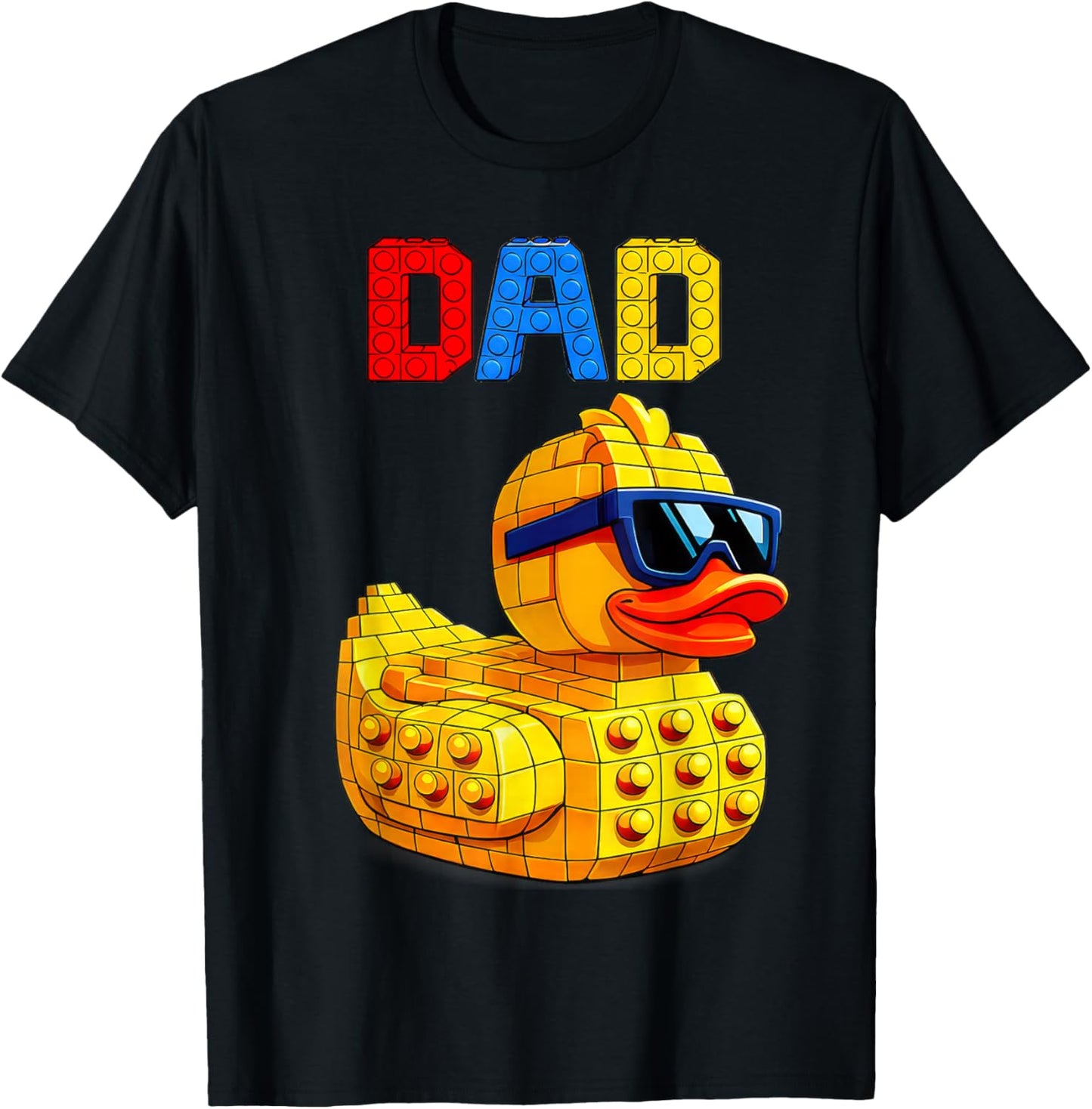 Duck Dad Master Builder Building Bricks Blocks Fathers Day T-Shirt - T-Shirt | Black