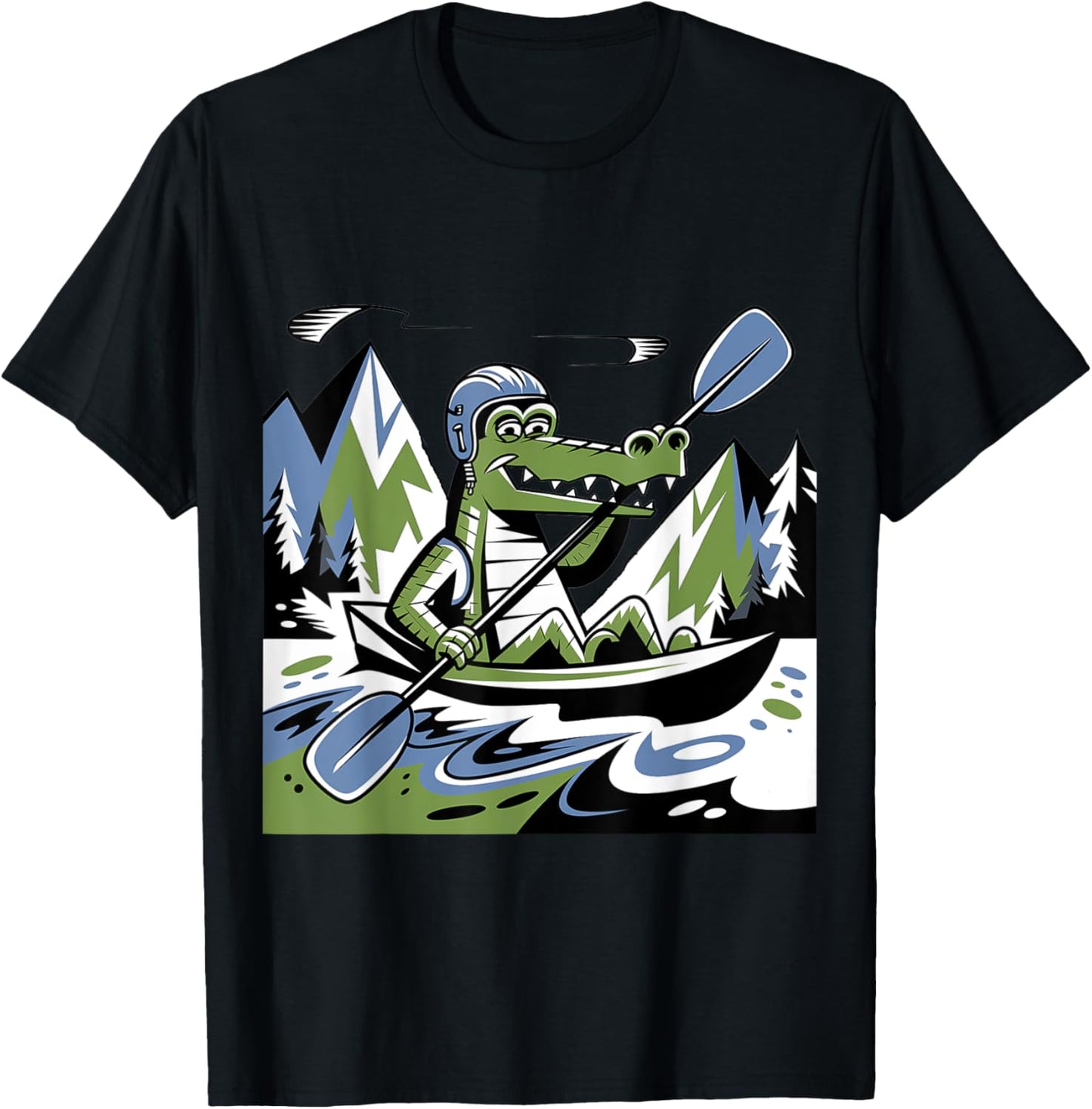 Funny Cool Alligator Kayaking Abstract T-Shirt - T-Shirt | Black