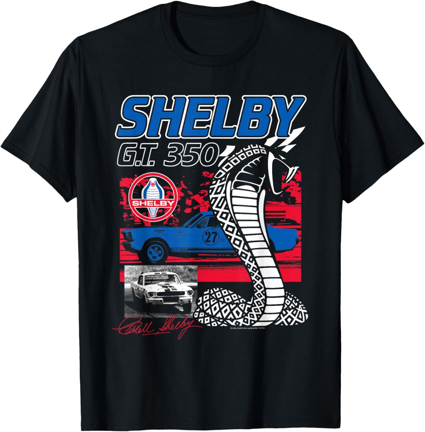 Shelby GT 350 Race Car Collage Vintage Sports Car T-Shirt - T-Shirt | Black