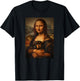 Dachshund Doxie Mona Lisa Painting Art Dog Mom Dad T-Shirt - T-Shirt | Black