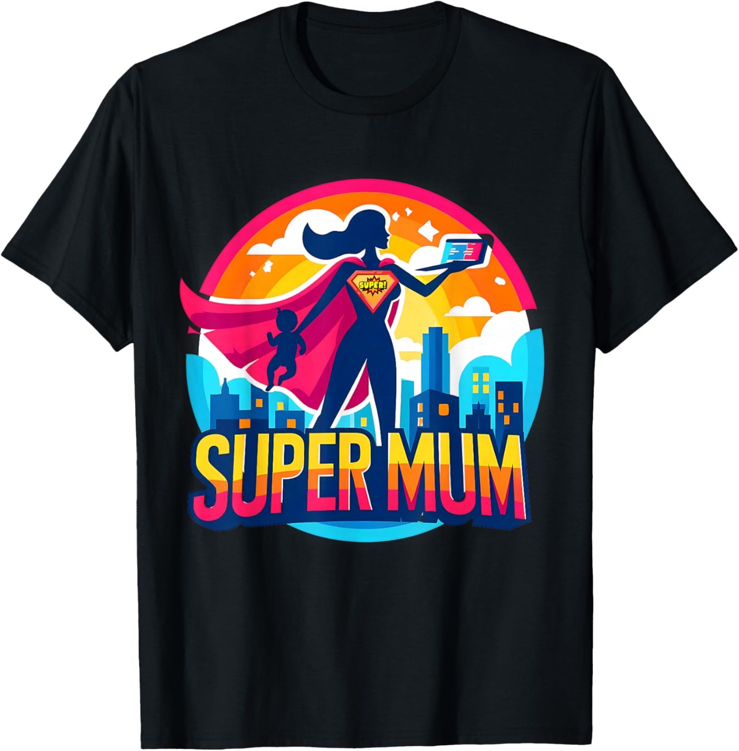 Mutter Super Mom Damen Herzen Geburtstagsgeschenke T-Shirt - T-Shirt | Black