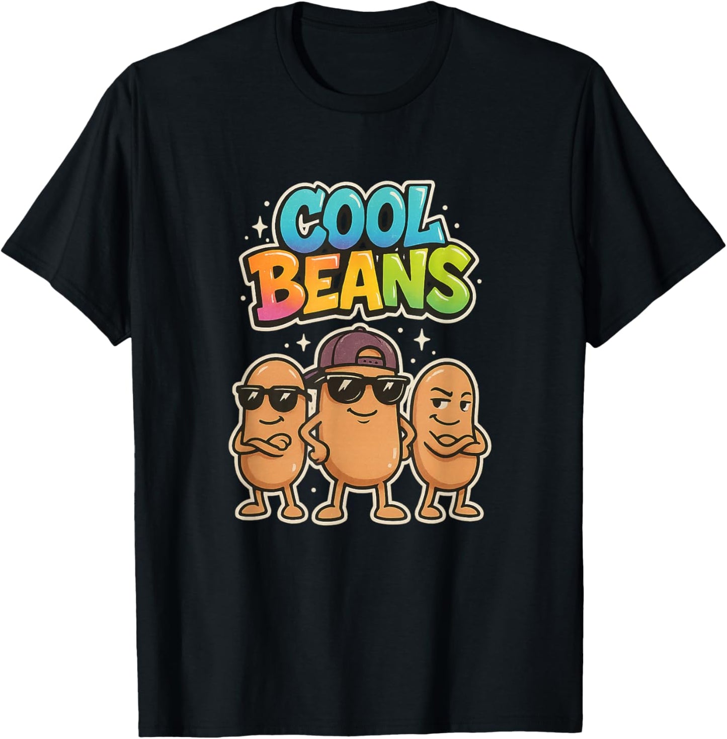 Cool Beans Funny Retro Cartoon Colorful Graphic Design T-Shirt - T-Shirt | Black