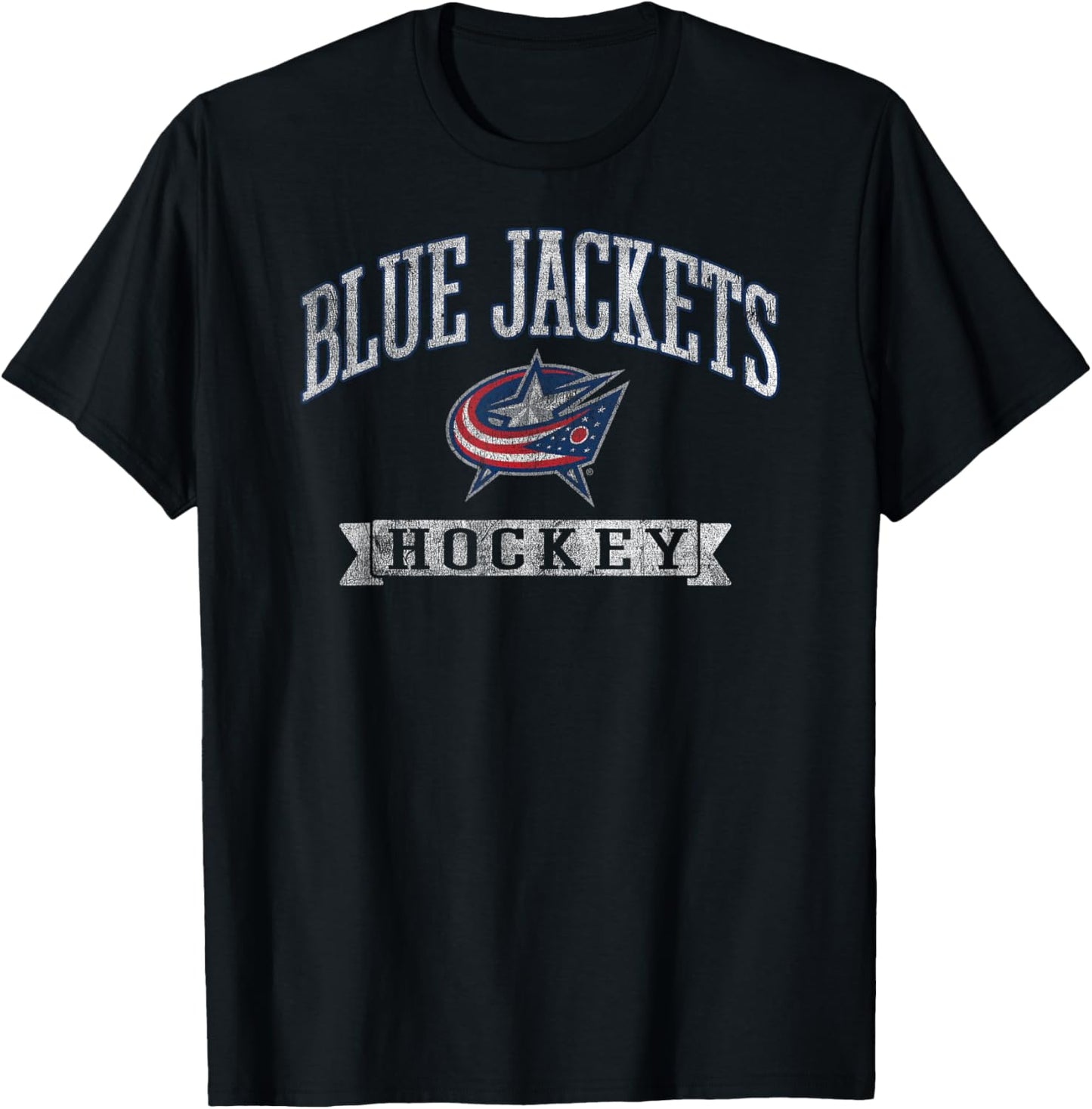 Columbus Blue Jackets Vintage Hockey Dark Heather Licensed T-Shirt - T-Shirt | Black