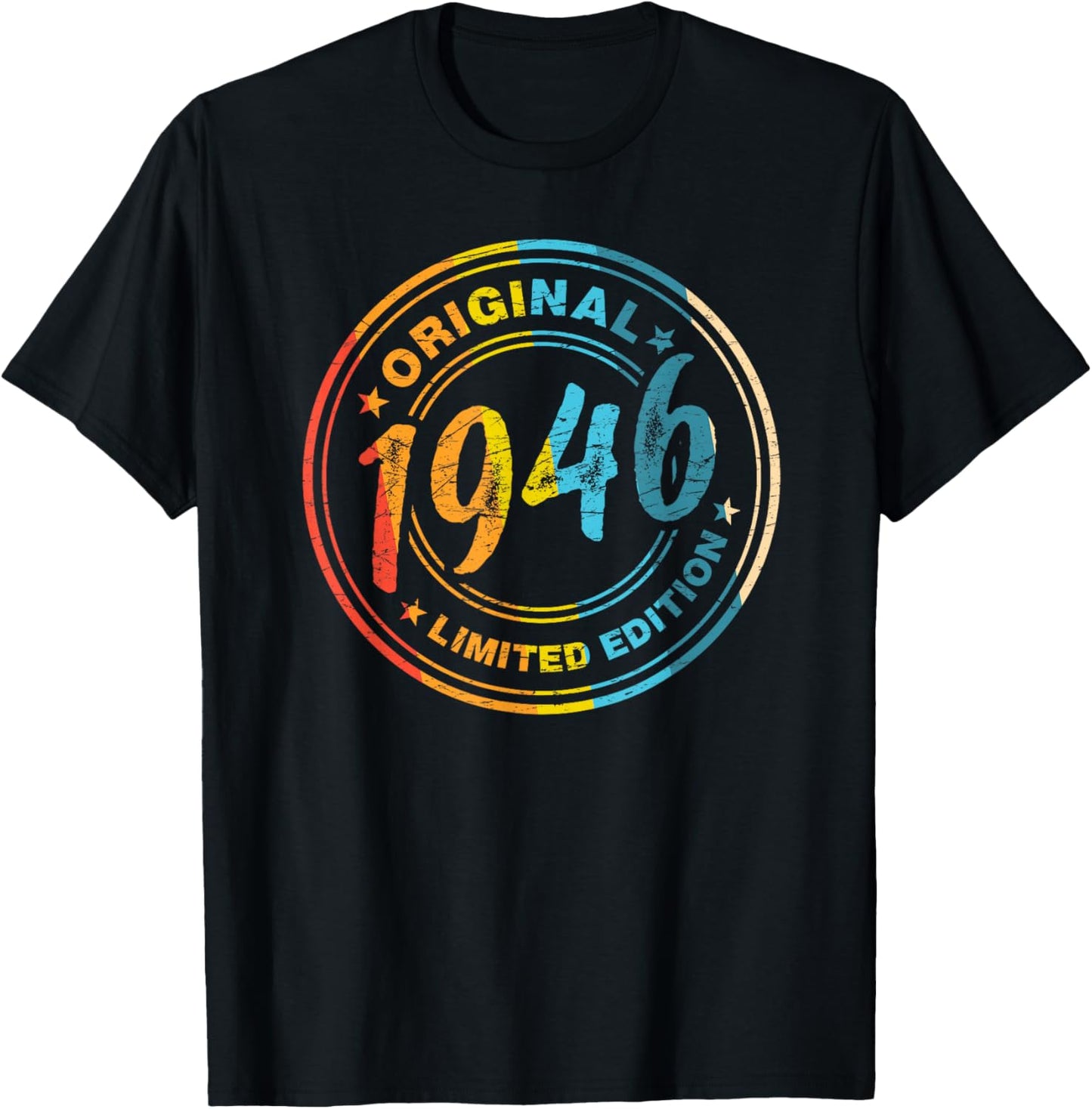 80.Geburtstag Retro Vintage 1946 Mann Frau Geschenk T-Shirt - T-Shirt | Black