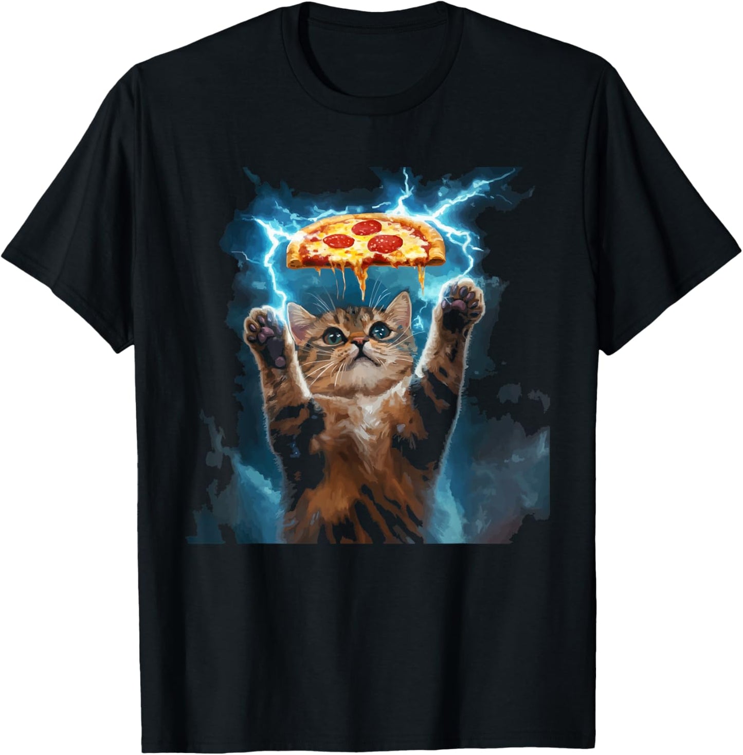 Pizza Cat Kitty Meow Animal Pet Pizzeria Italian Food Women Kids T-Shirt - T-Shirt | Black