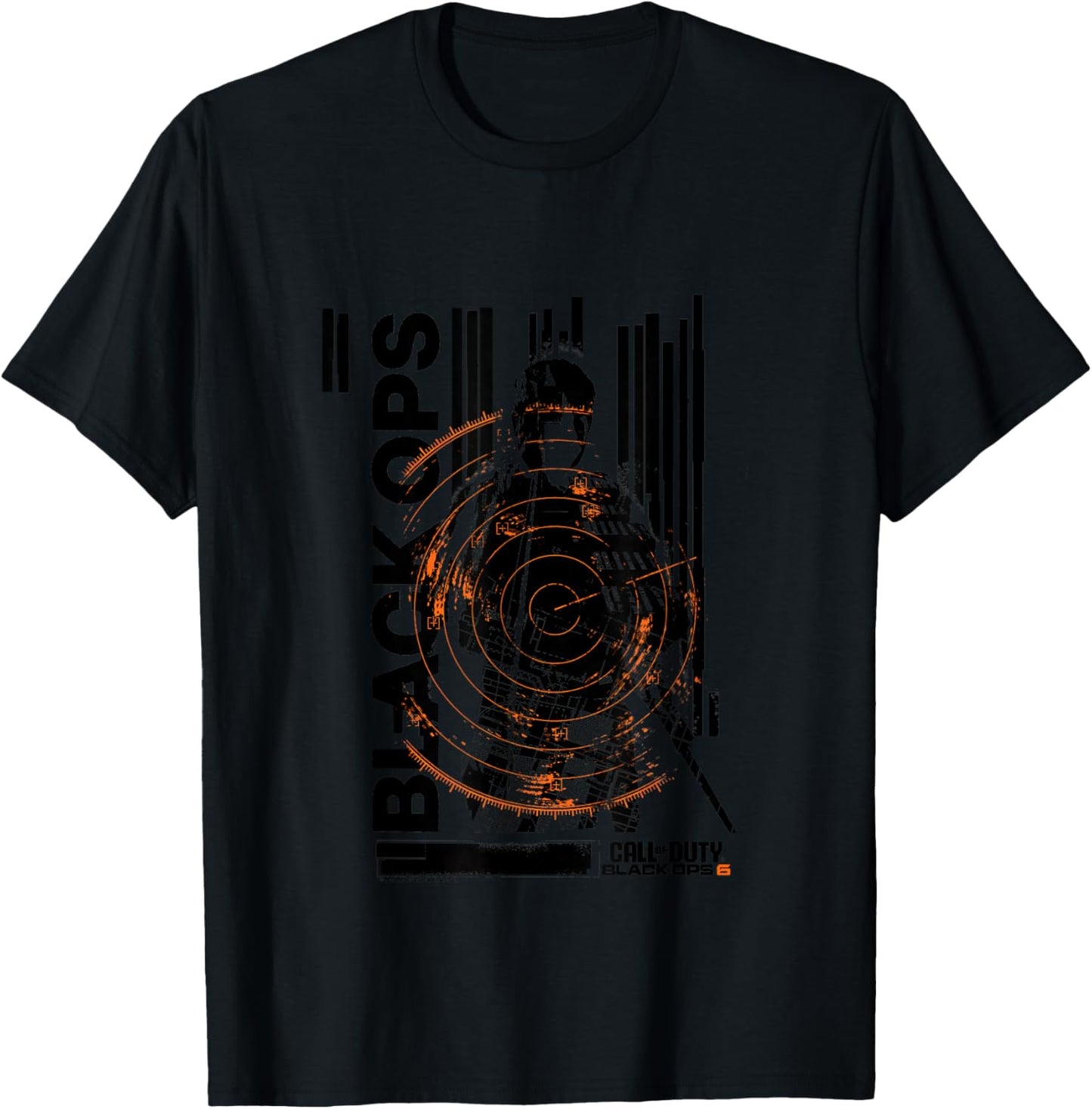 Call Of Duty Black Ops Soldier Silhouette Distressed Logo T-Shirt - T-Shirt | Black