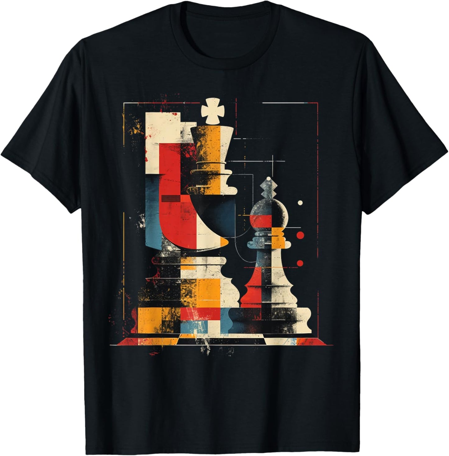Artsy Chess player on Abstract Art Chess T-Shirt - T-Shirt | Black