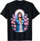 Blessed Mother Mary Mother of Jesus Roses Our Lady Catholic T-Shirt - T-Shirt | Black