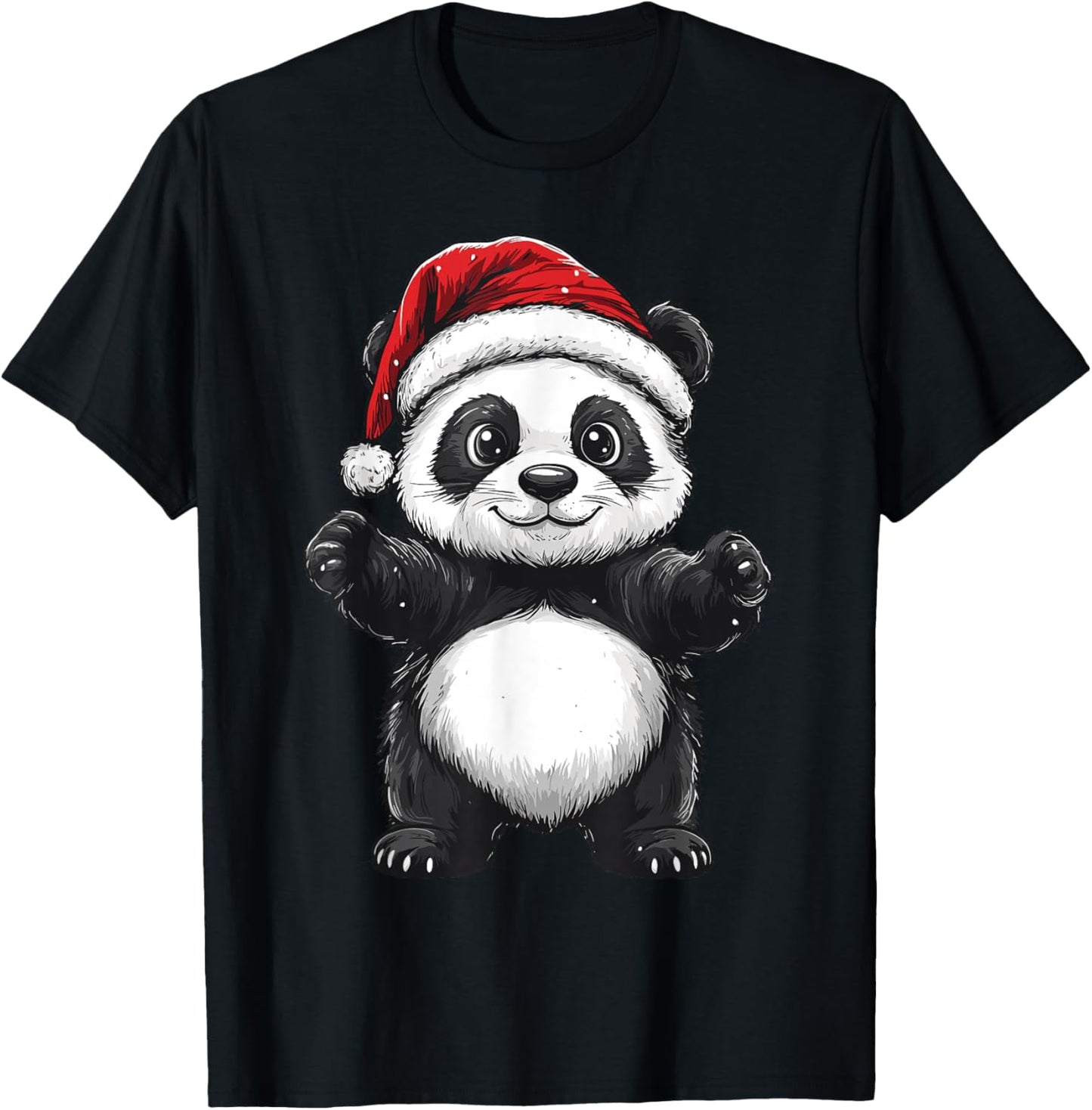 Panda Santa Hat Christmas Boys Girls Kids Panda Lover Pajama T-Shirt - T-Shirt | Black