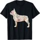 Floral French Dog Silhouette Dog Pet French Bulldog Flower Women T-Shirt - T-Shirt | Black