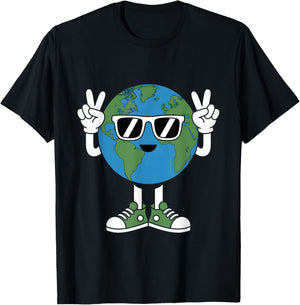 Funny Earth Day Planet Peace Hand Boys Girls Kids Toddlers T-Shirt - T-Shirt | Black