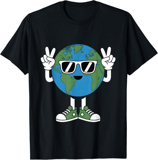Funny Earth Day Planet Peace Hand Boys Girls Kids Toddlers T-Shirt - T-Shirt | Black