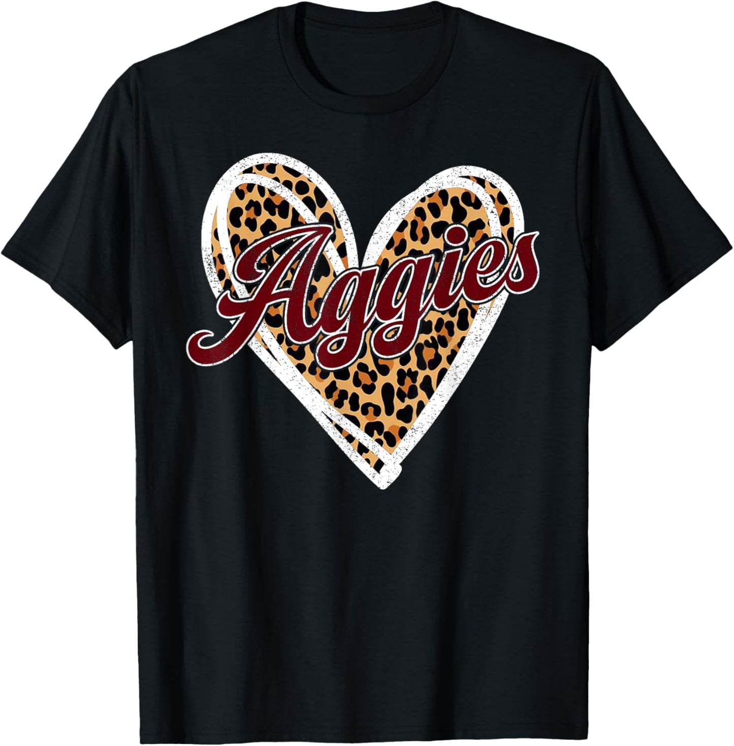 Aggies Love Leopard Heart T-Shirt - T-Shirt | Black