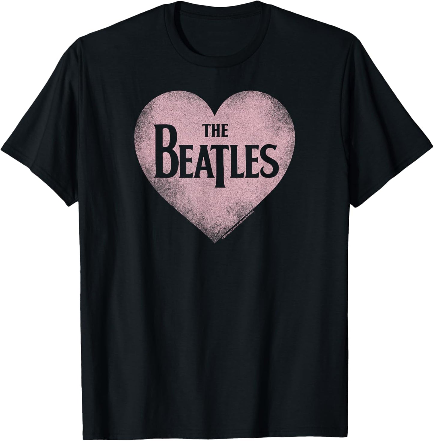 The Beatles - Pink Heart Retro Design T-Shirt - T-Shirt | Black