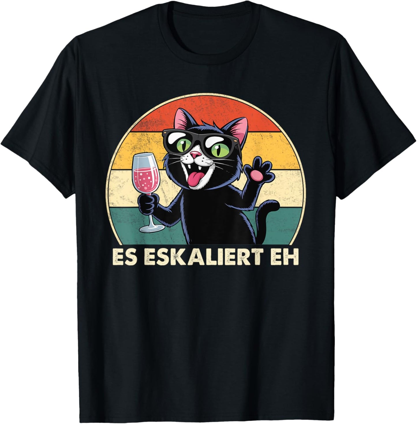 ES ESKALIERT EH Katze Bier Disko Festival Party Lustig T-Shirt - T-Shirt | Black