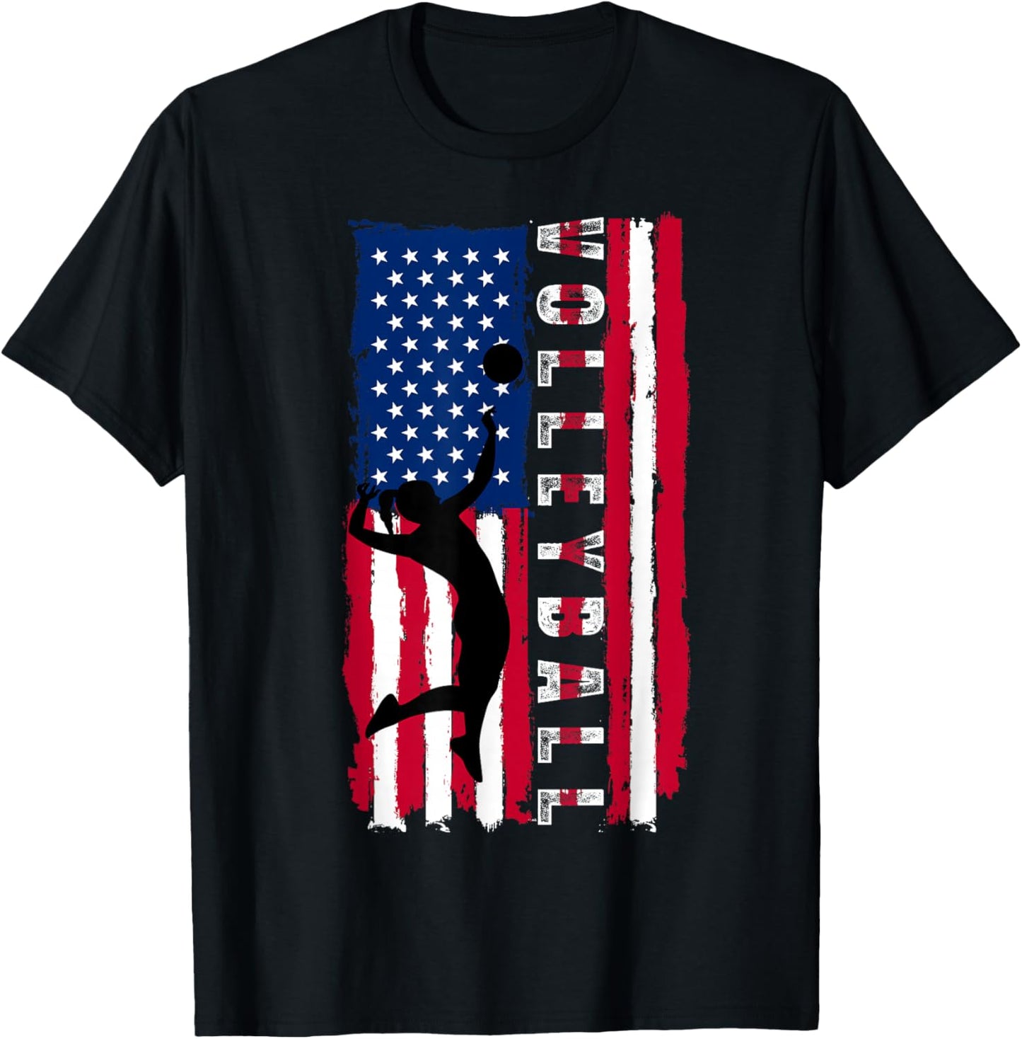 Patriotic Volleyball American USA Flag 4th of July Girl Teen T-Shirt - T-Shirt | Black