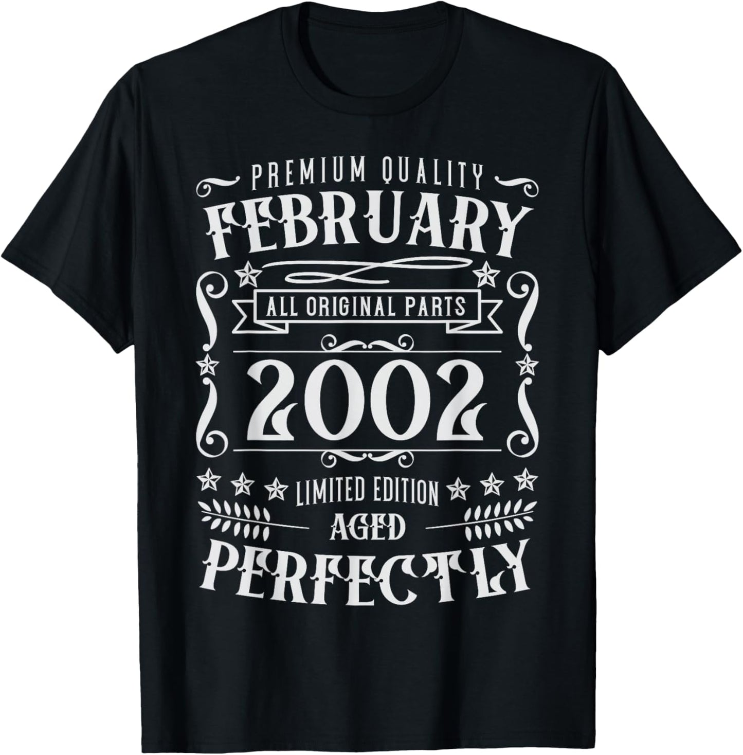 24th Birthday Legends were Born in February 2002 T-Shirt - T-Shirt | Black