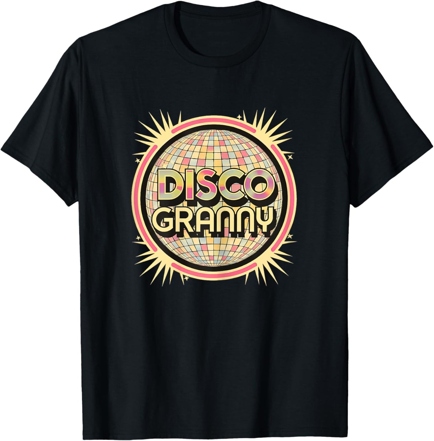 Disco Granny Retro 1970 Soul Music Groovy T-Shirt - T-Shirt | Black