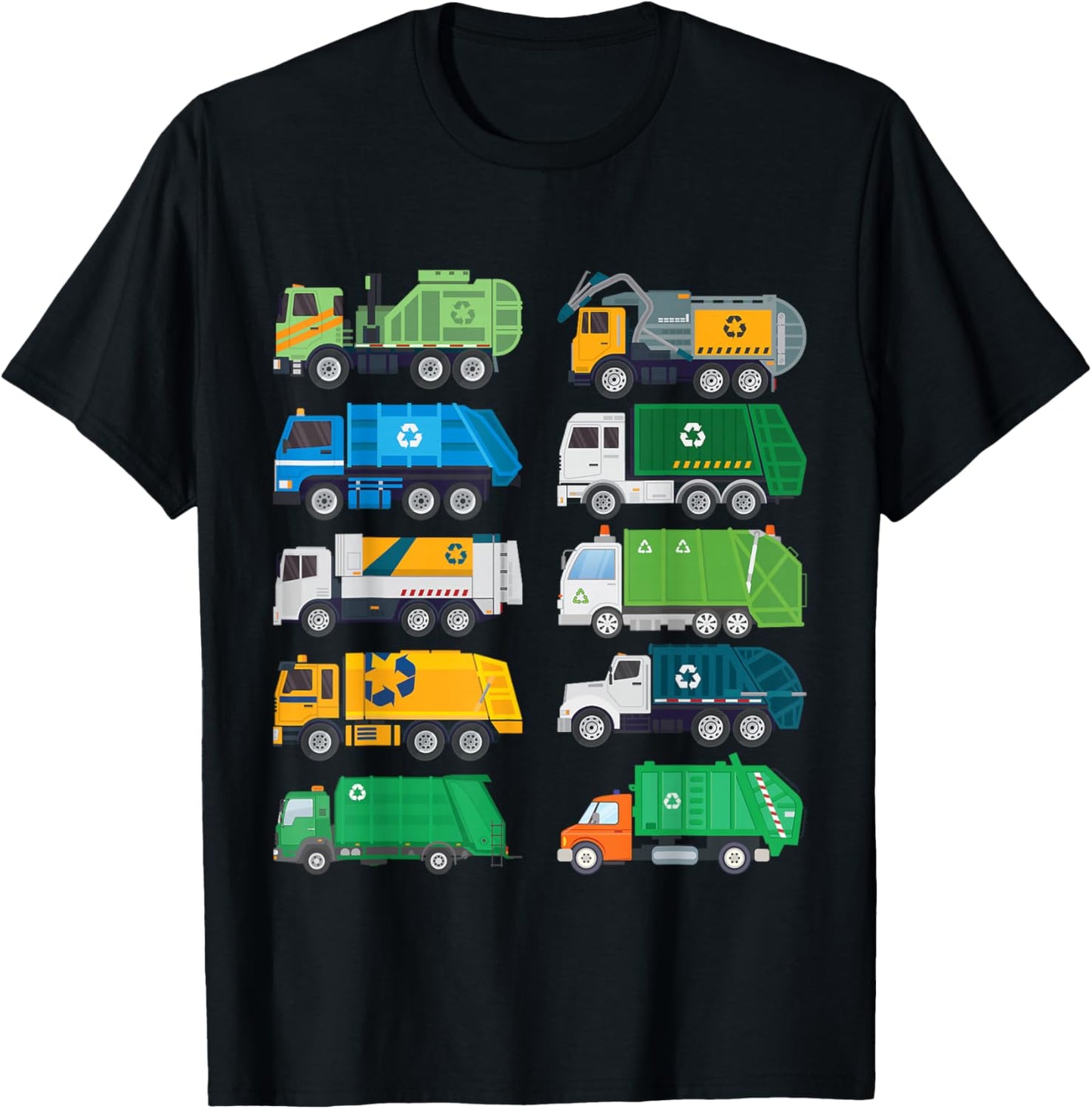 Garbage Truck Recycling Day Trash Waste Separation Trucks T-Shirt - T-Shirt | Black