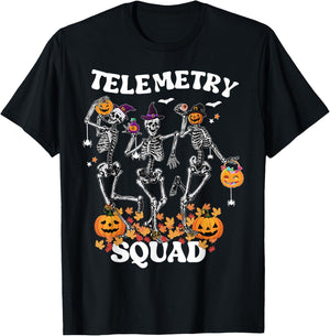 Telemetry Nurse Squad Medical Nursing Skeleton Dancing T-Shirt - T-Shirt | Black