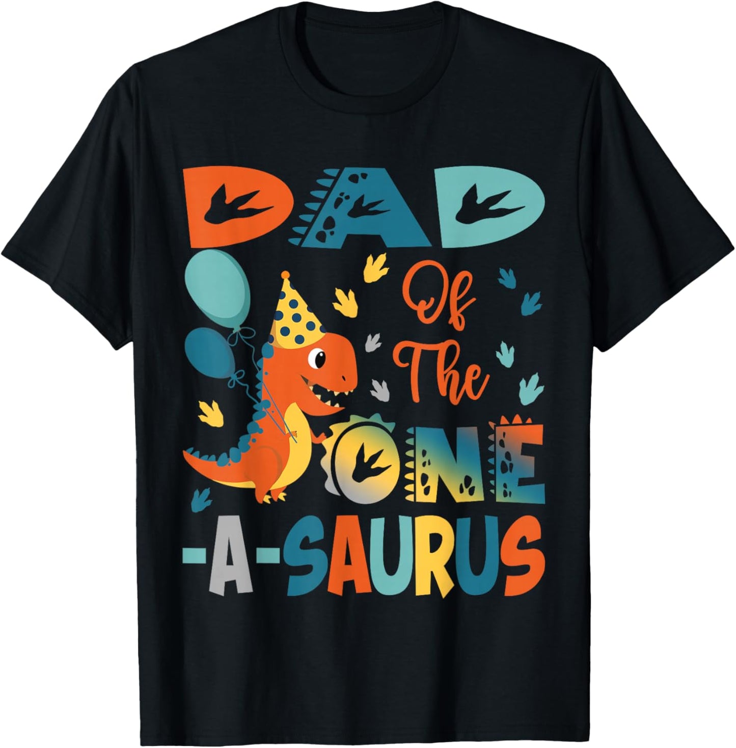 Dad Of The One-A-Saurus 2Nd Birthday Dinosaur Party T-Shirt - T-Shirt | Black