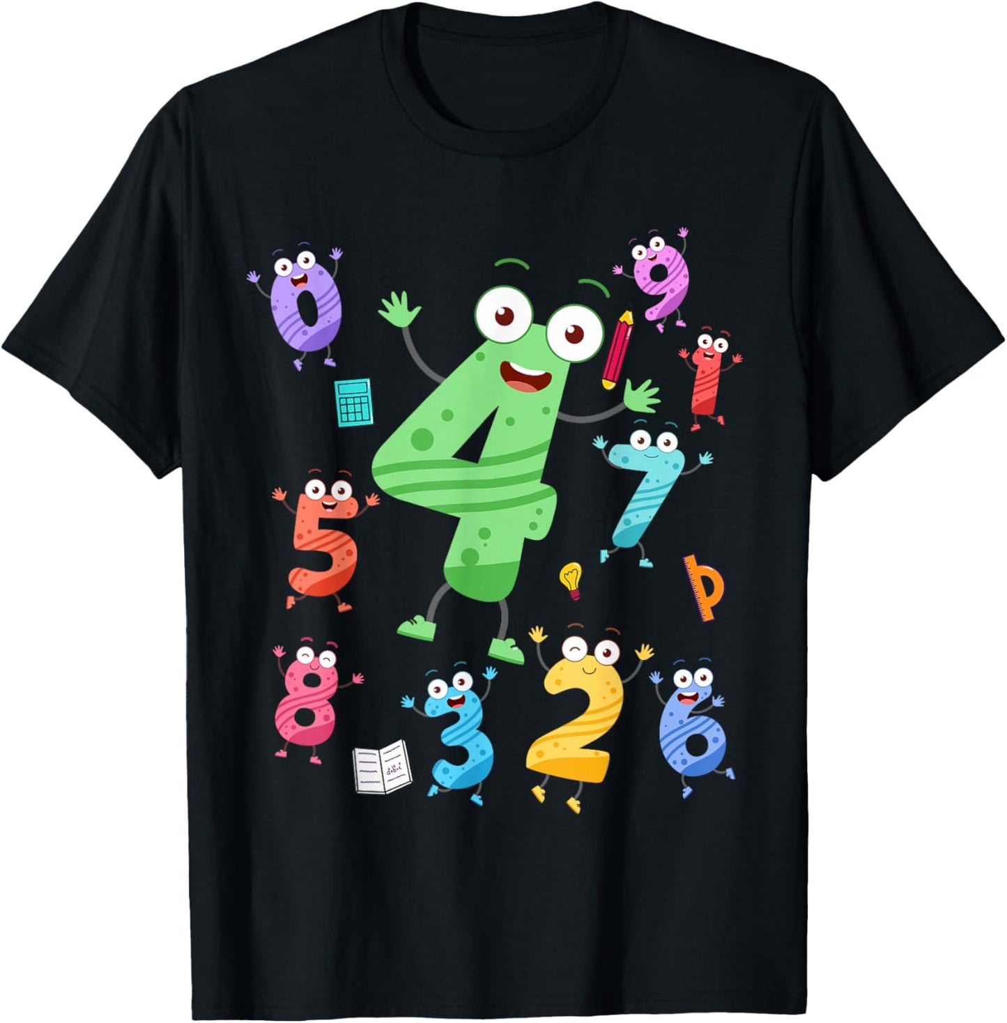 Maths Day Number Costume With Number 4 Idea For Kids Number T-Shirt - T-Shirt | Black