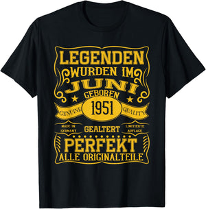 75. Geburtstag Geschenk Mann Legenden Sind Im Juni 1951 T-Shirt - T-Shirt | Black