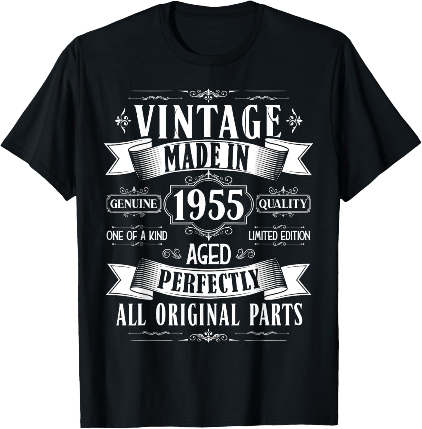 Vintage 70th birthday men Born 1955 70 years old Bday T-Shirt - T-Shirt | Black