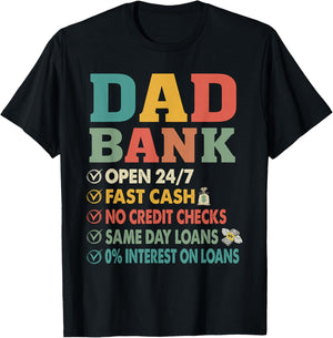 Dad Bank Funny Father's Day No Credit Checks Vintage Daddy T-Shirt - T-Shirt | Black