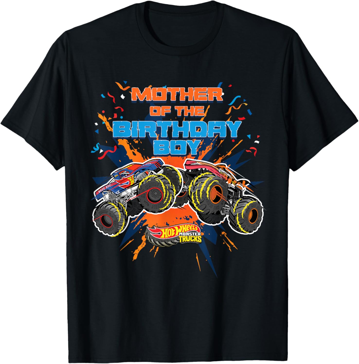 Hot Wheels Monster Trucks - Mother of Birthday Boy T-Shirt - T-Shirt | Black