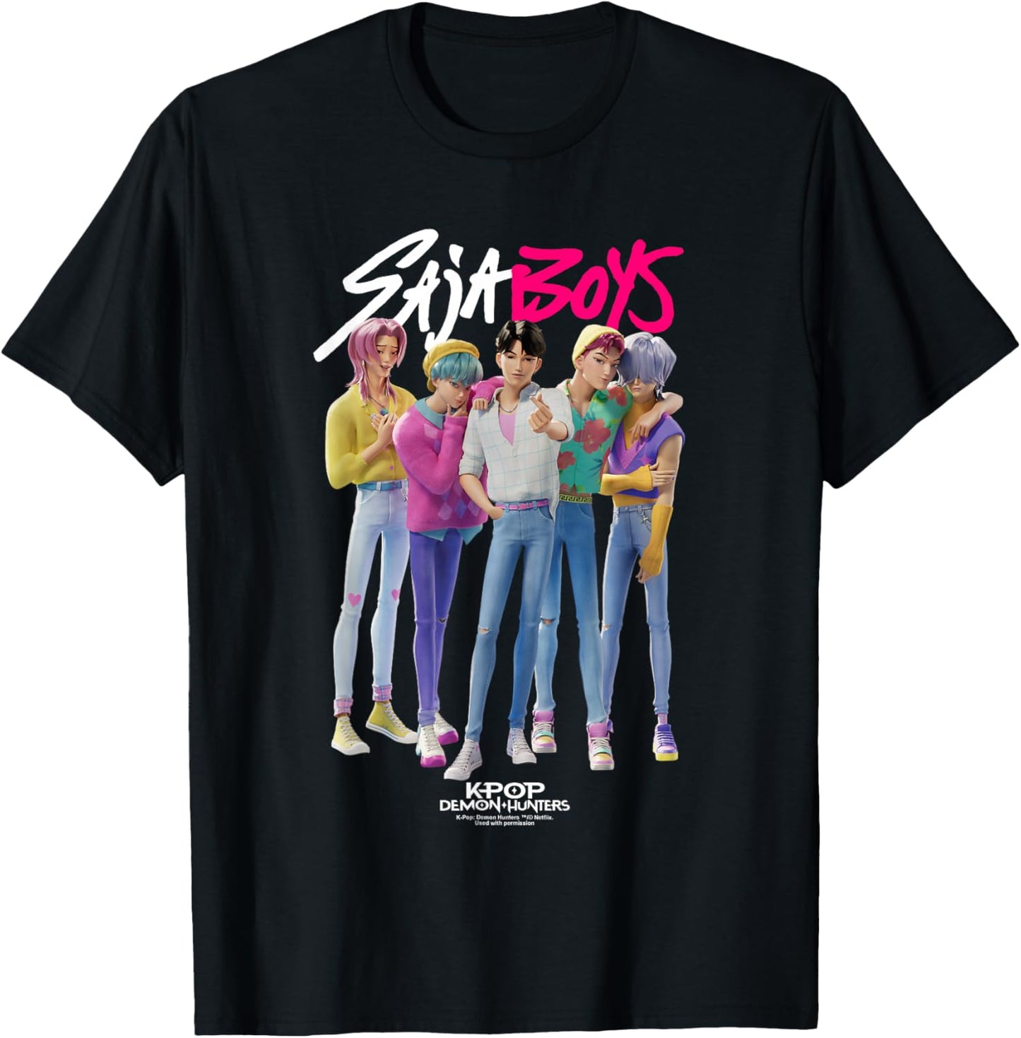 Kpop Demon Hunters Saja Boys Band Officially Licensed T-Shirt - T-Shirt | Black