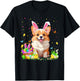 Corgi Dog Easter Egg Hunt Bunny Ear Corgi Easter T-Shirt - T-Shirt | Black