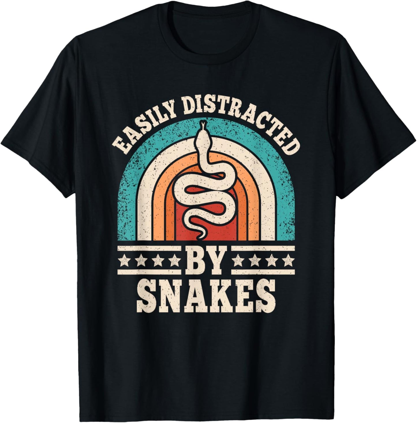 Easily Distracted by Snakes Retro Reptile Men Women T-Shirt - T-Shirt | Black