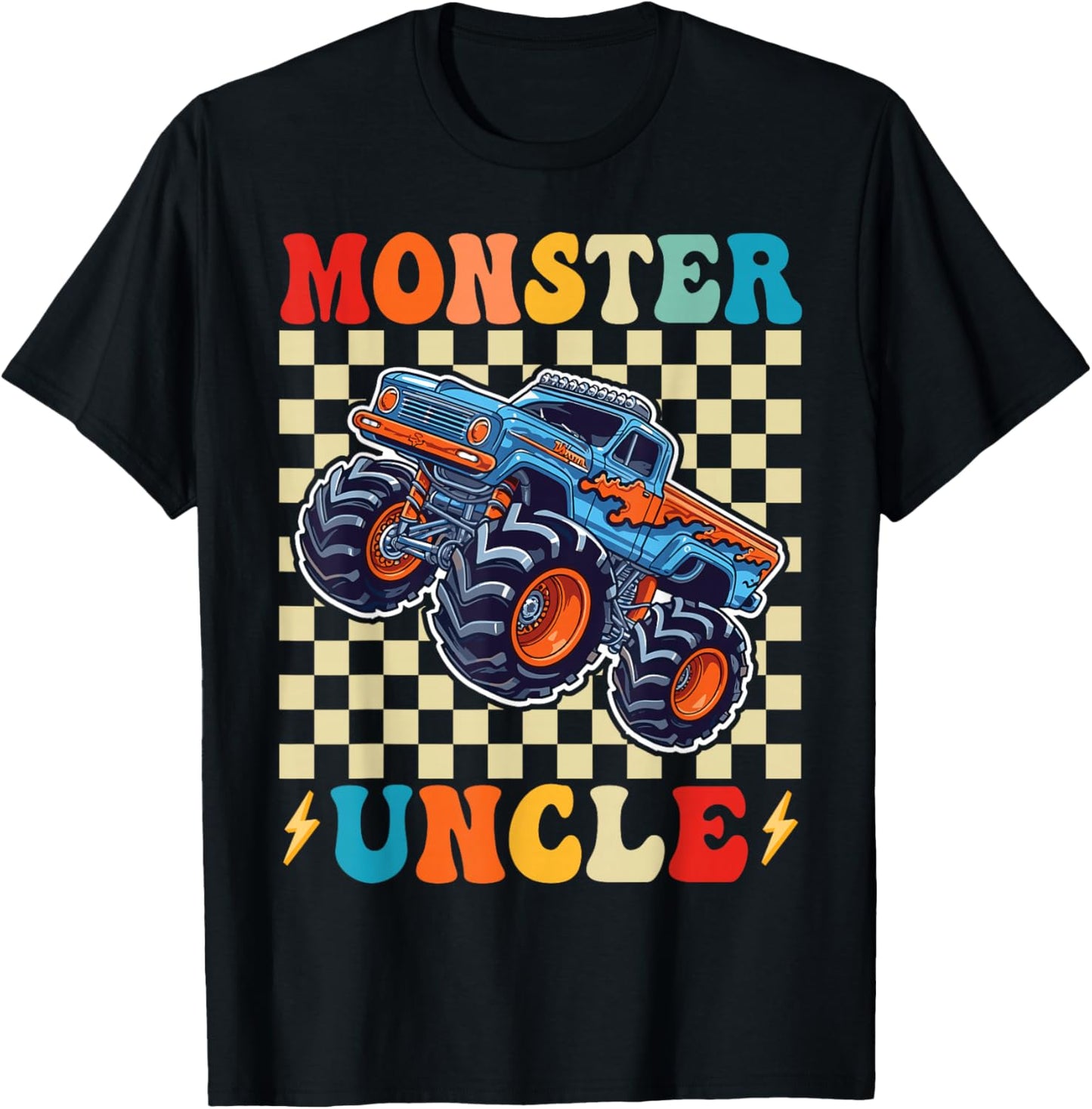 Monster Truck Uncle Family Matching Monster Trucks Birthday T-Shirt - T-Shirt | Black