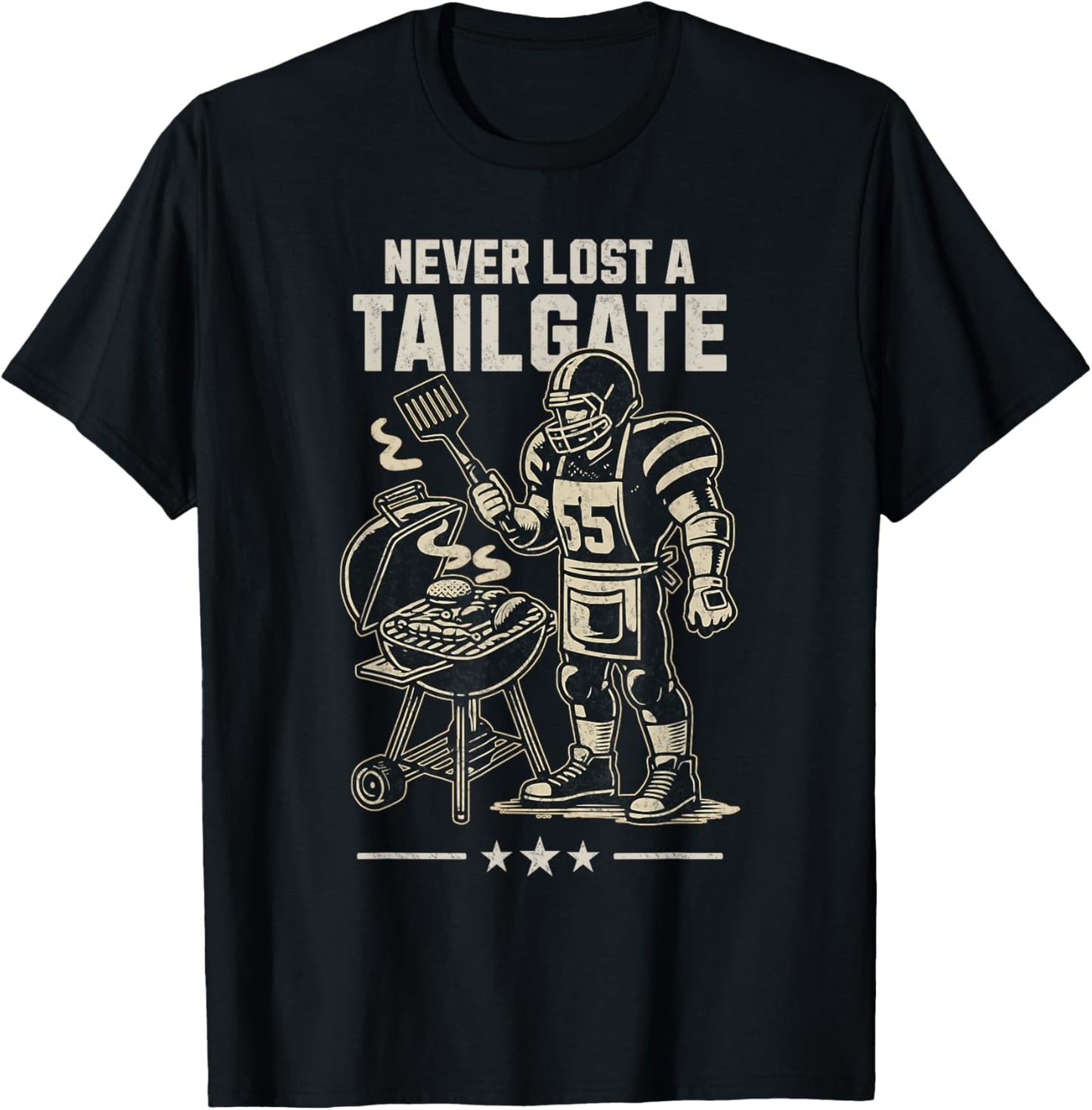 Never Lost A Tailgate Party American Football Funny Grill T-Shirt - T-Shirt | Black
