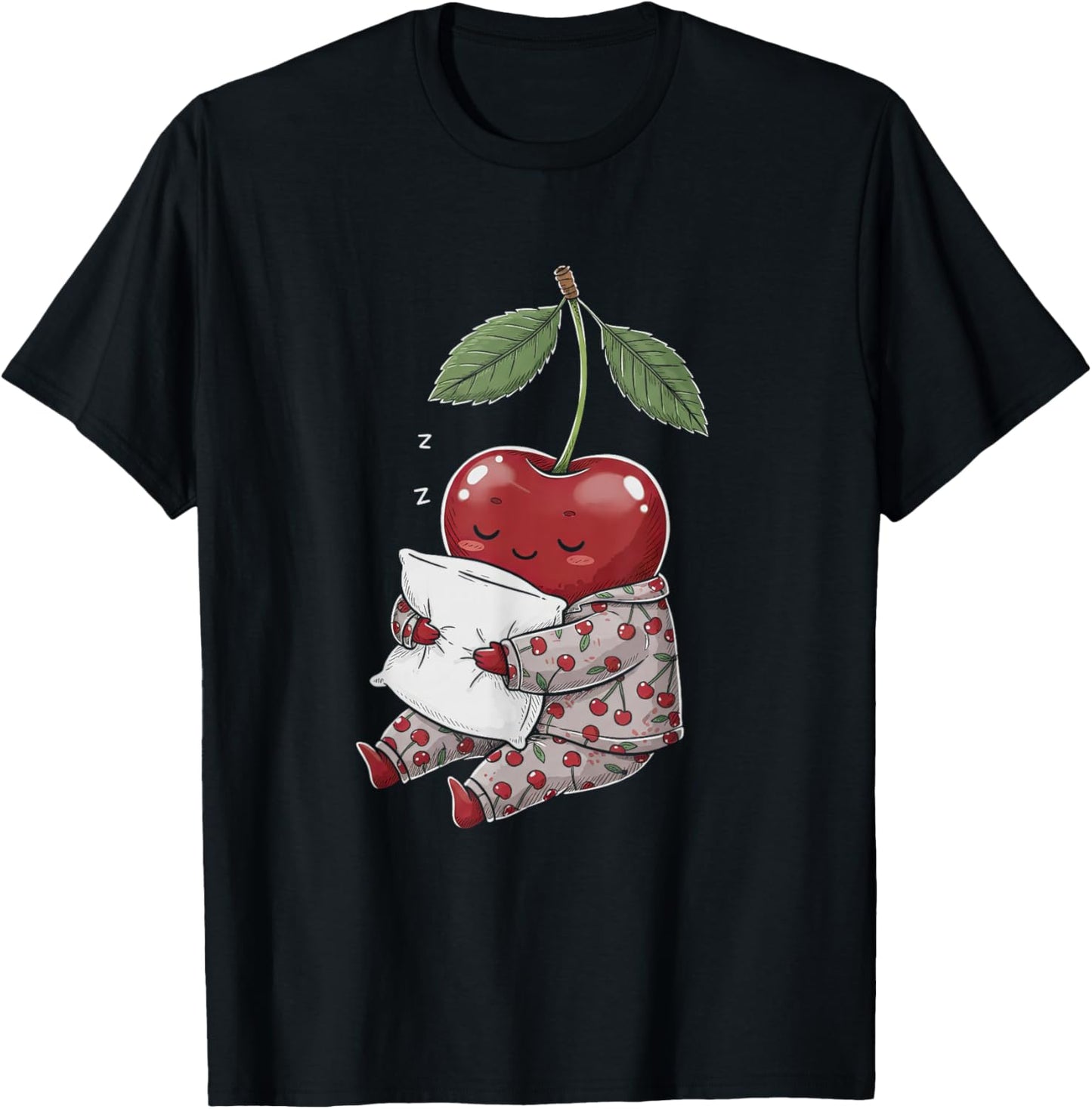 Funny Sleepy Cherry Pajama Men Kids T-Shirt - T-Shirt | Black