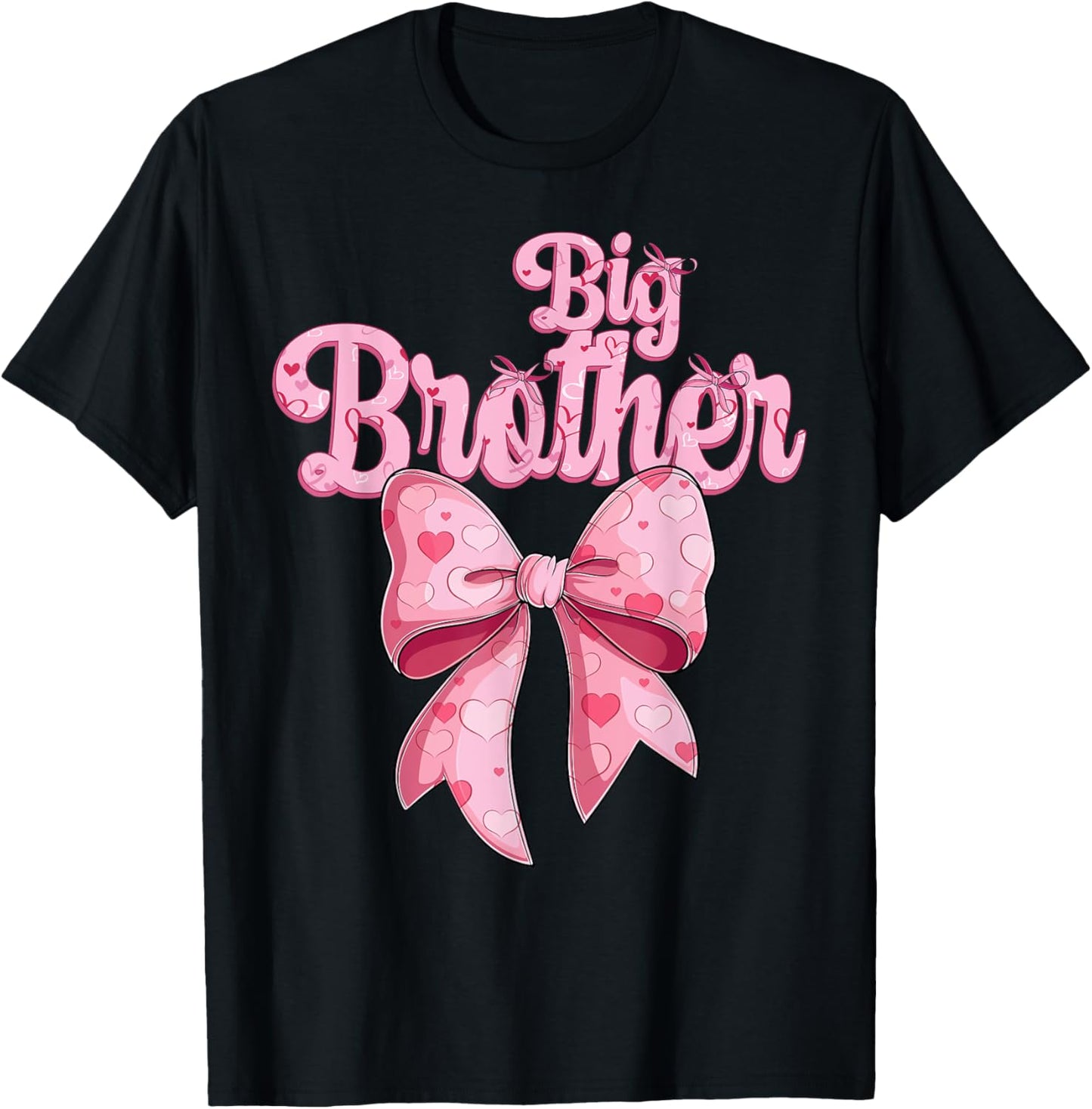 coquette bow family matching Groovy pink Big Brother T-Shirt - T-Shirt | Black