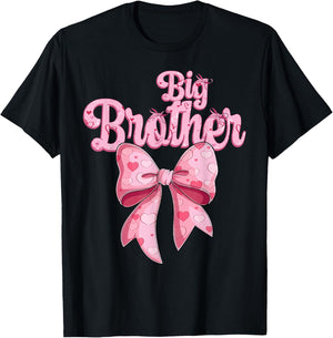 coquette bow family matching Groovy pink Big Brother T-Shirt - T-Shirt | Black
