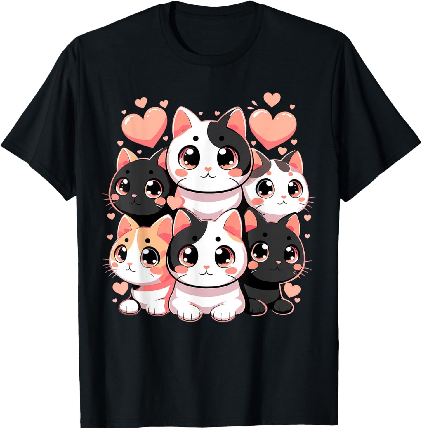 Cute Kawaii Cats T-Shirt - T-Shirt | Black