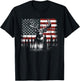 Deer Hunting American Flag Whitetail Buck Antlers T-Shirt - T-Shirt | Black