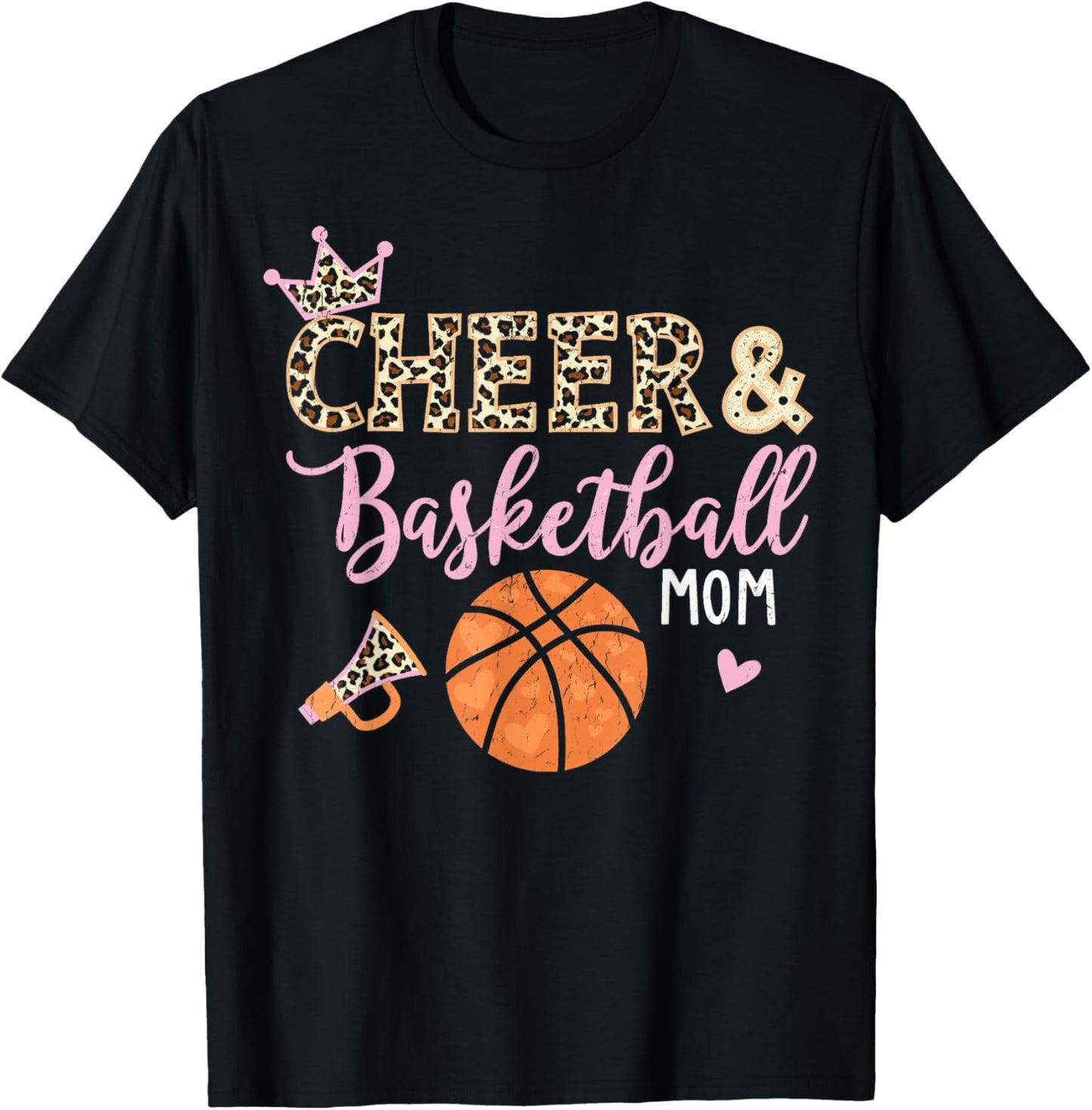 Funny Basketball And Cheer Mom Basketball Cheer Mom T-Shirt - T-Shirt | Black