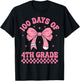 100th Day Of School Coquette Bow 100 Days Of 4th Grade T-Shirt - T-Shirt | Black