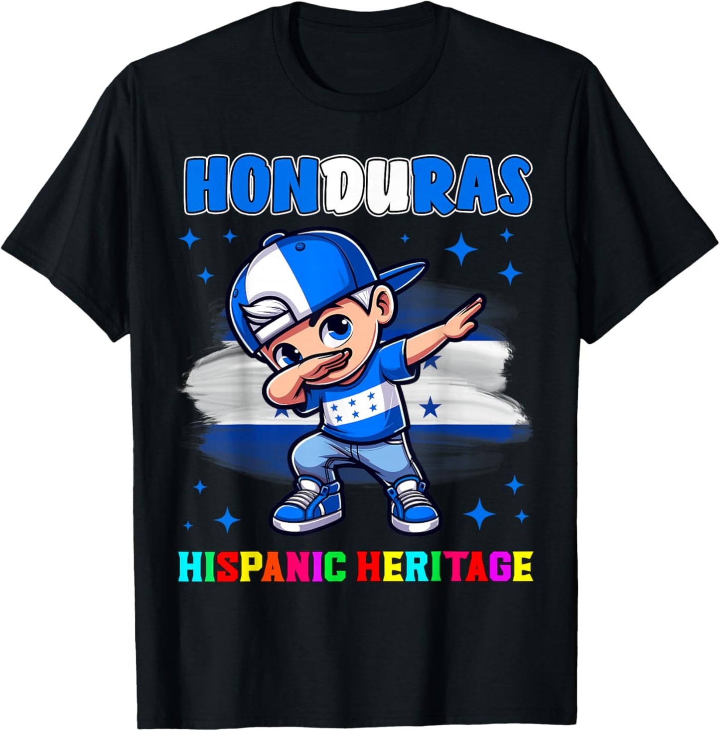 Honduras Dabbing Kid Hispanic Heritage Celebration for Kids T-Shirt - T-Shirt | Black