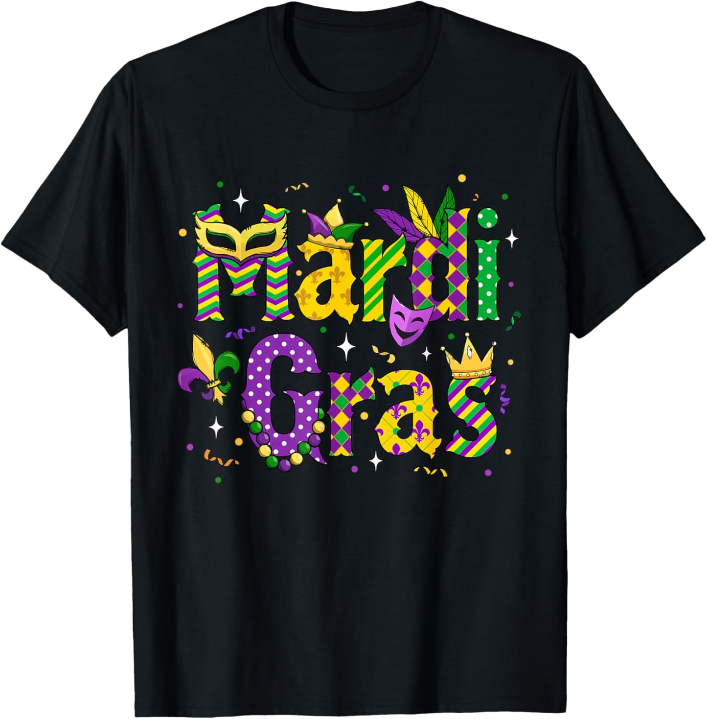 Funny Mardi Gras Parade Outfit Jester Hat Men Women Kids T-Shirt - T-Shirt | Black