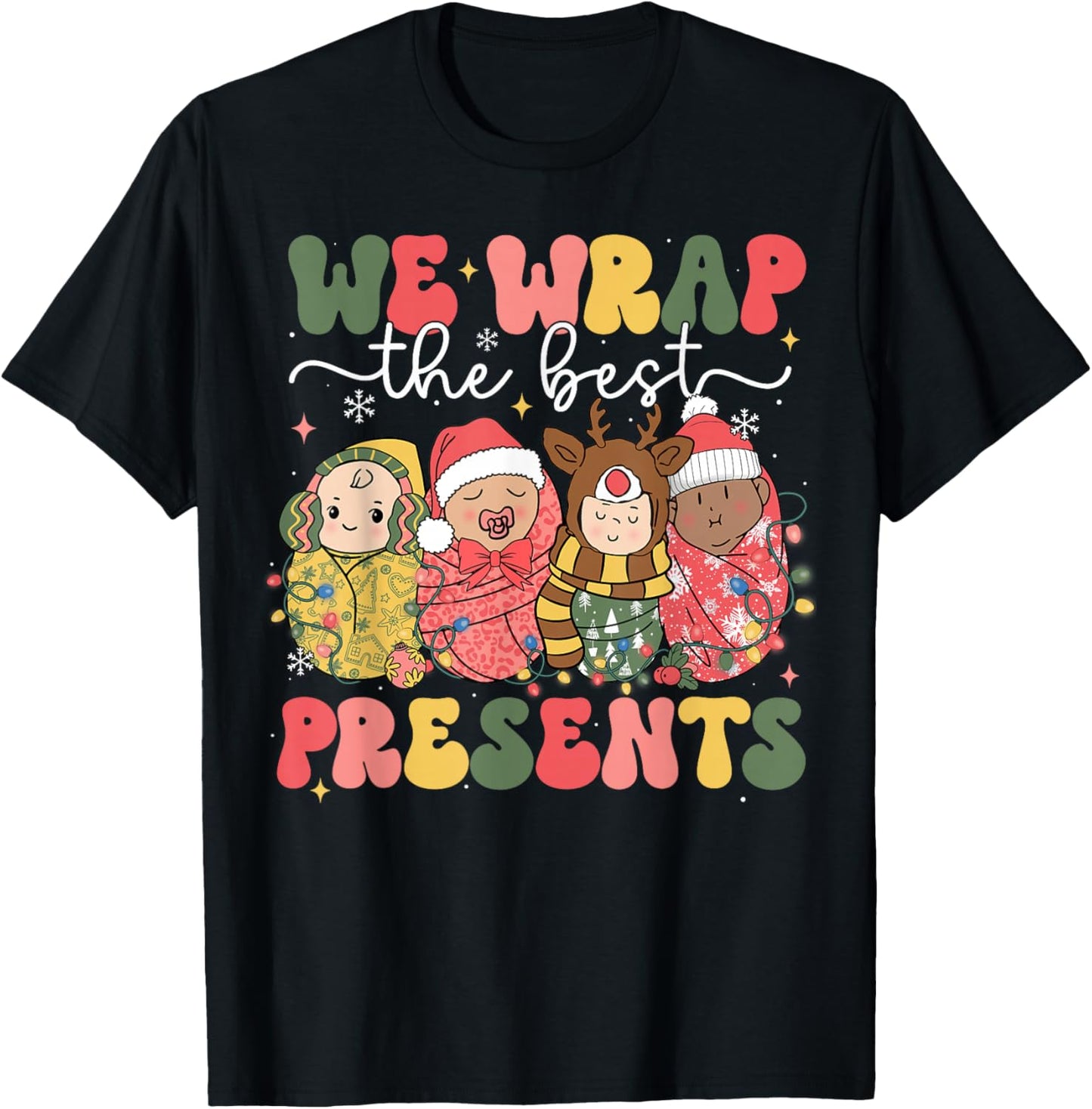 Christmas Labor & Delivery Nurse Lat - Adults, Black, Small, Short Sleeve, Cotton Blend, , Themed Novelty, Holiday, L&D Nurse, Christmas Lovers, Labor & Delivery Staff T-Shirt - T-Shirt | Black