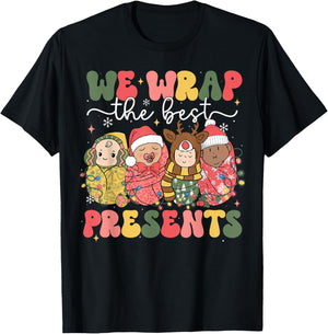 Christmas Labor & Delivery Nurse Lat - Adults, Black, Small, Short Sleeve, Cotton Blend, , Themed Novelty, Holiday, L&D Nurse, Christmas Lovers, Labor & Delivery Staff T-Shirt - T-Shirt | Black