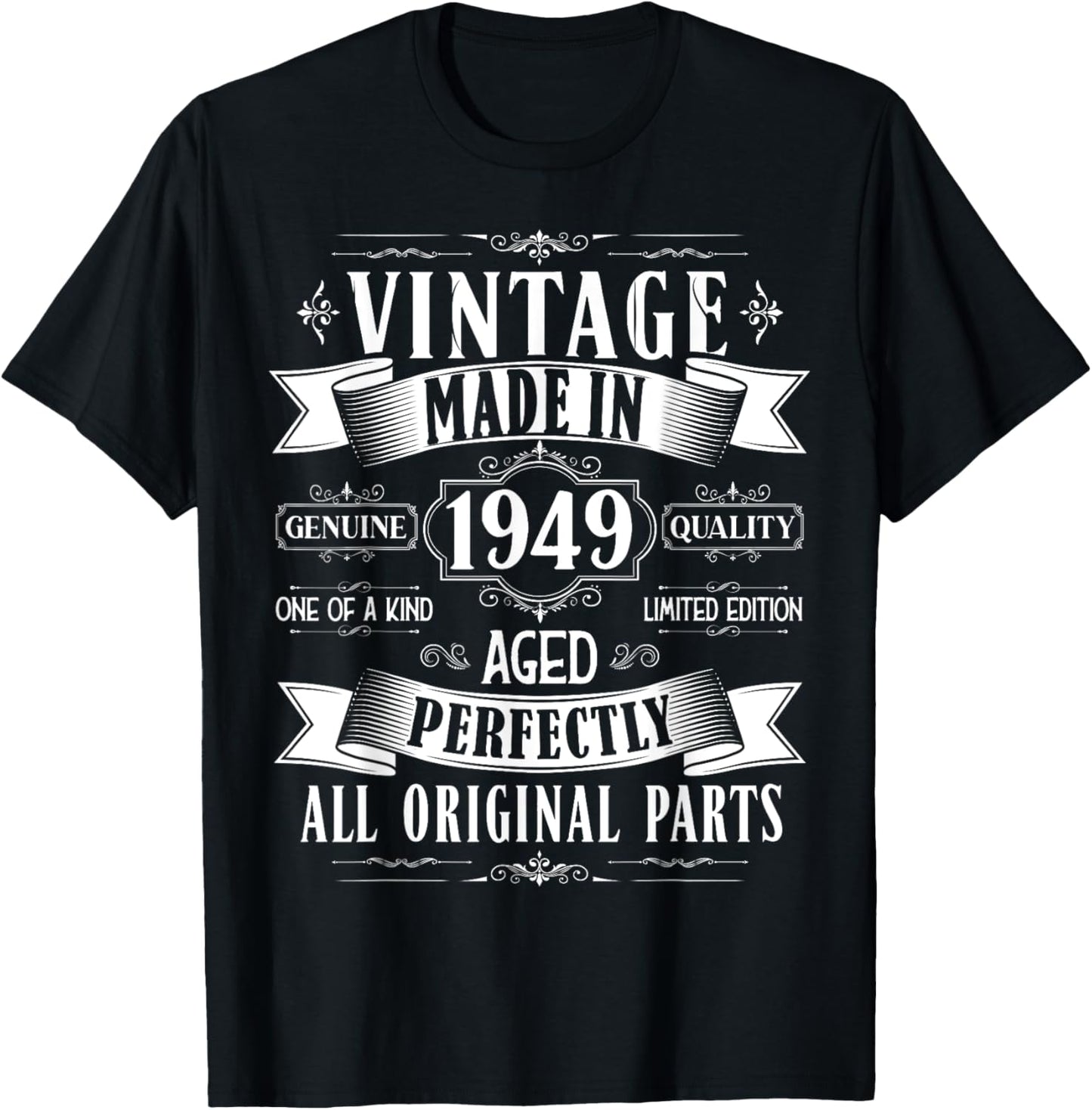 Vintage 76th birthday men Born 1949 76 years old Bday T-Shirt - T-Shirt | Black