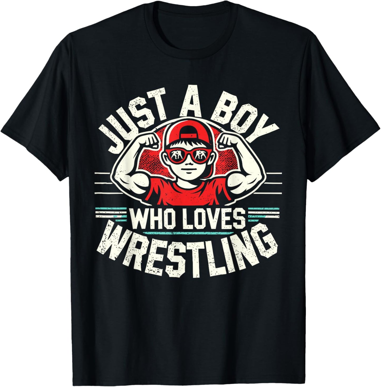 Just A Boy Who Loves Wrestling | Jungen & Kinder | Wrestler T-Shirt - T-Shirt | Black